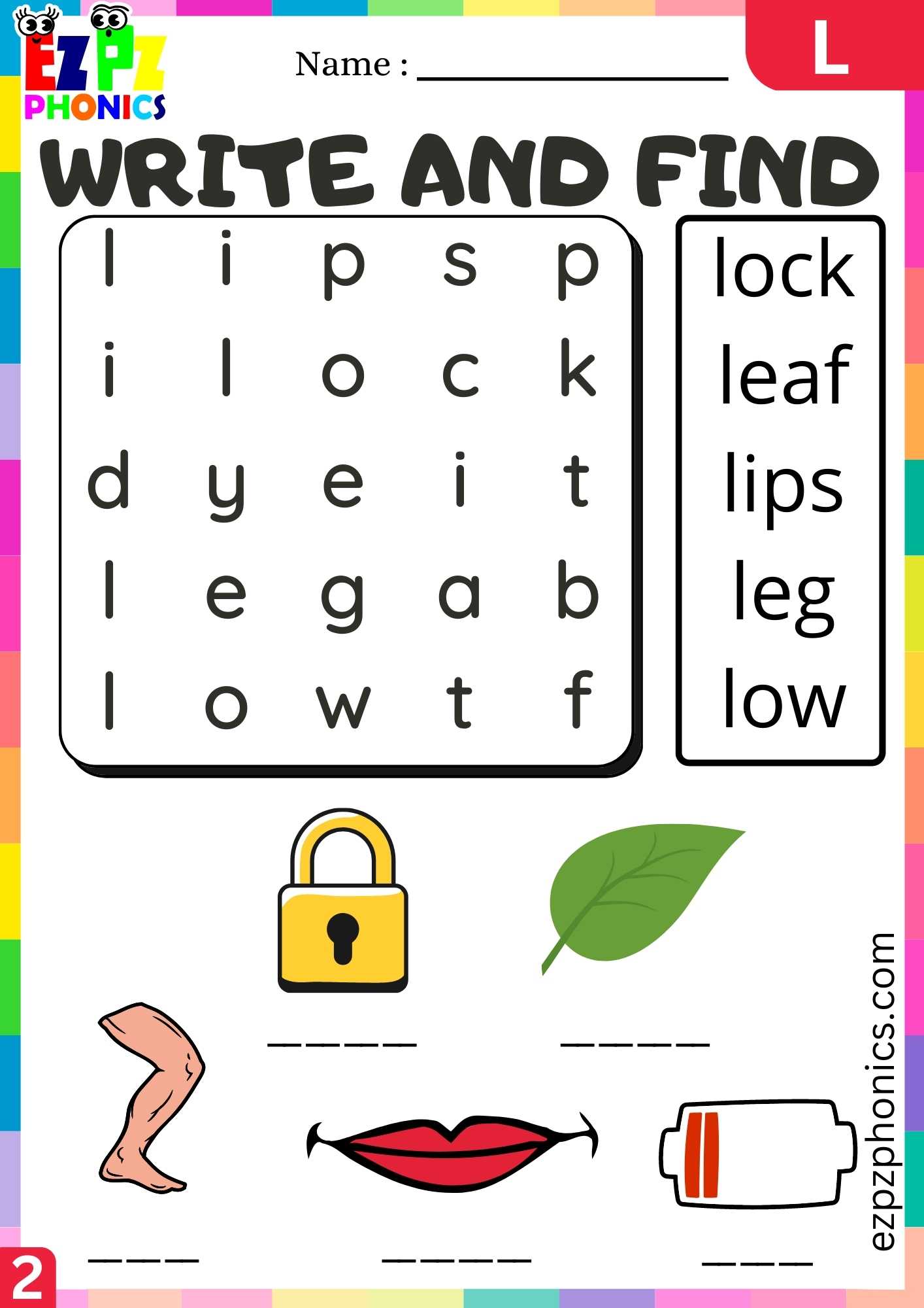 Group2 Letter L Write And Find Beginning Sounds Worksheet